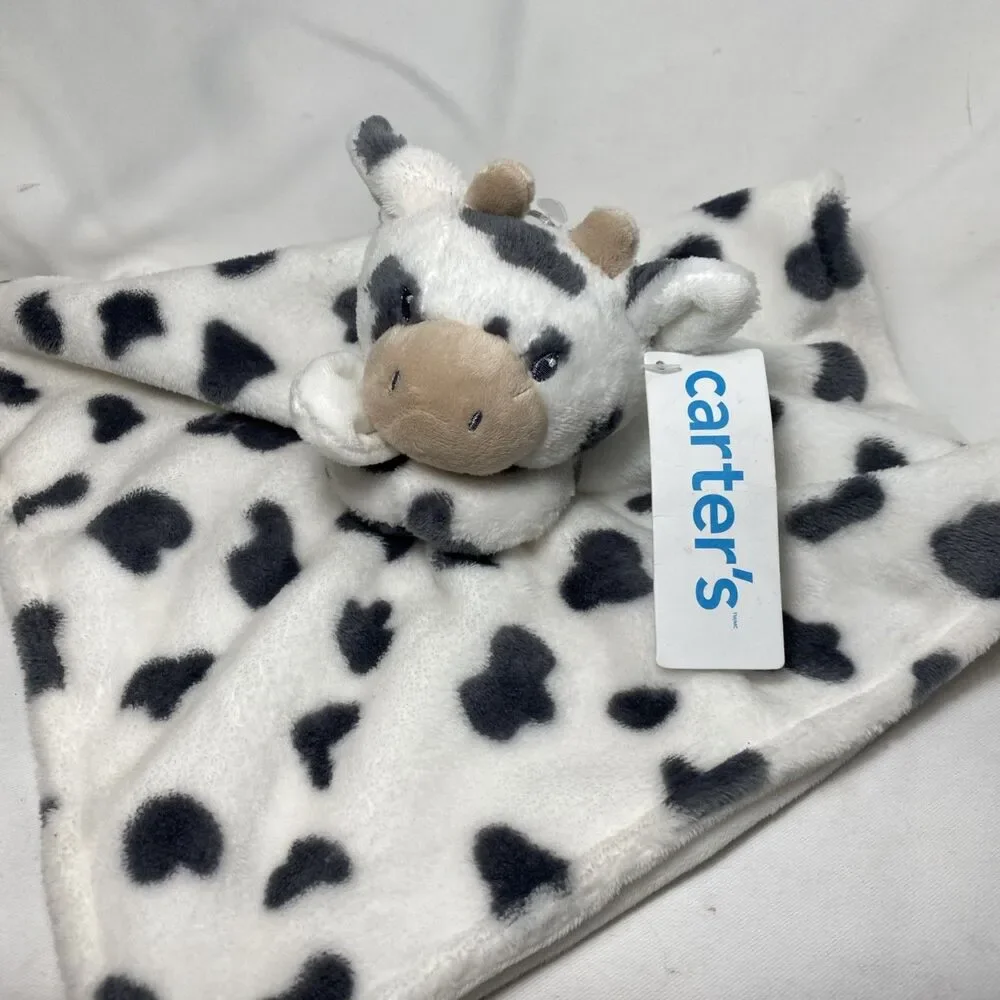 Carter's Spotted COW Security Blanket Baby Plush  Lovey Toy with tags 13x13